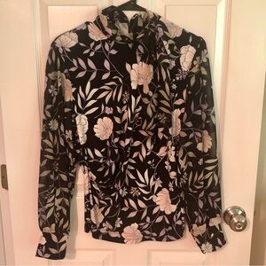 Calvin Klein Black Floral Blouse Size M